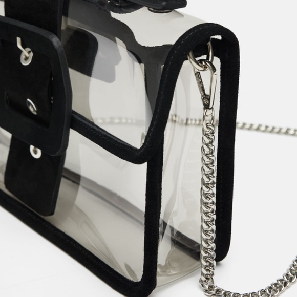 Zara vinyl crossbody bag with leather trim - Picture 4 of 7